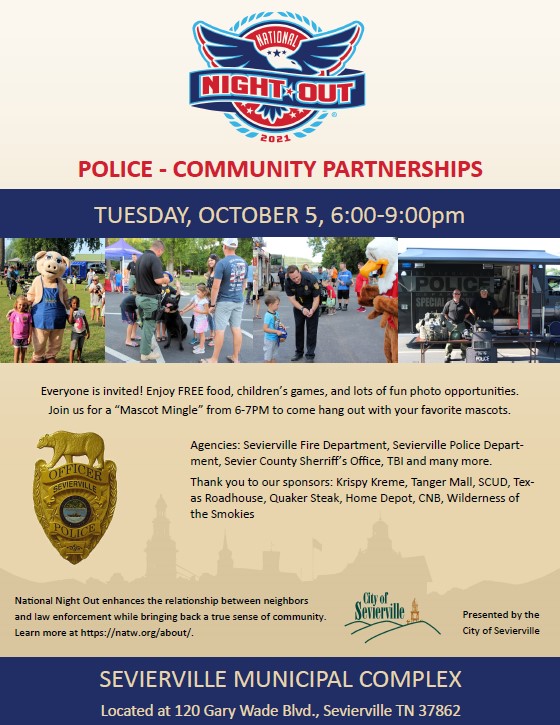 National Night Out Comes to Sevierville October 5 at the Sevierville Municipal Complex
